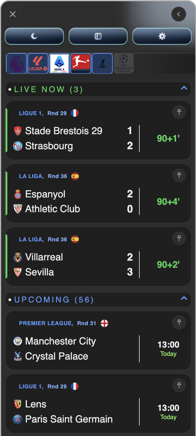 Football Today dark theme screenshot